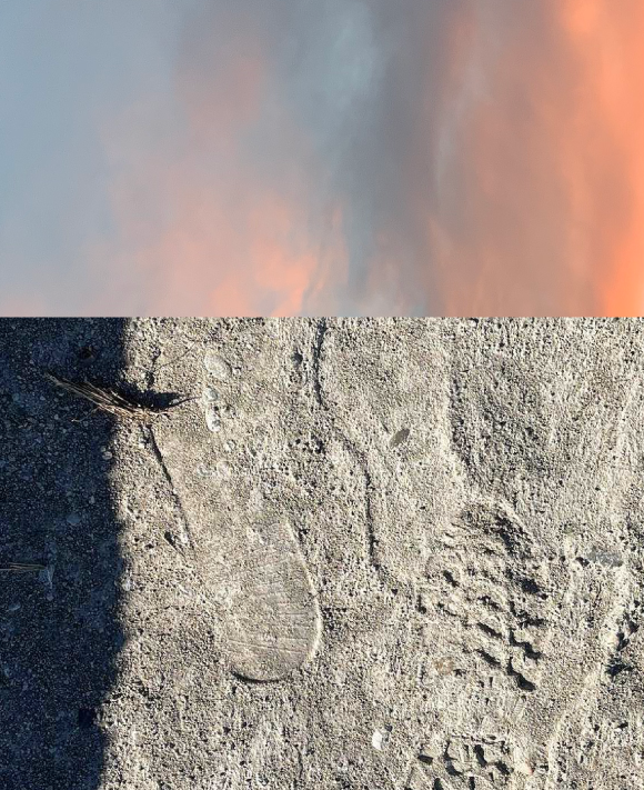 Footprints in Argentina and a sunset