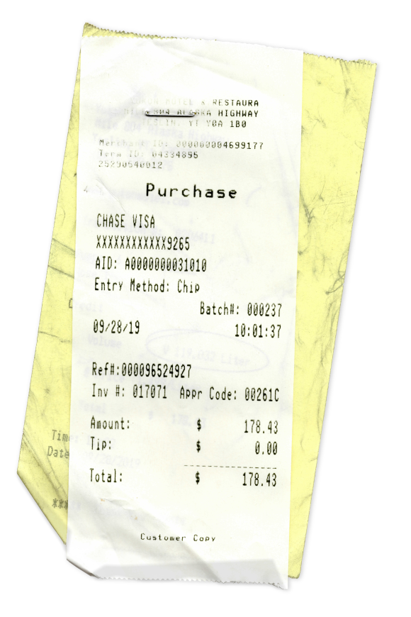 Diesel recipient from driving my bus along the ALCAN